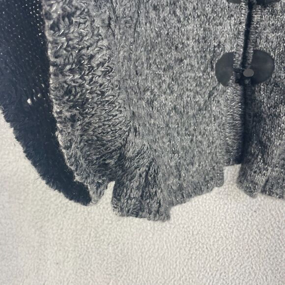 BCBG Maxazria Womens Cardigan Sweater Cape Wool Mohair Blend Grey Chunky L - Picture 9 of 13